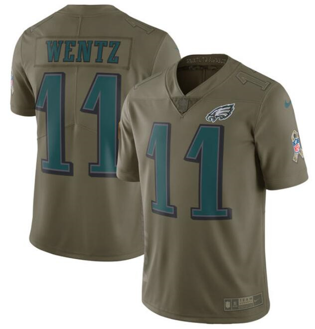 Men's Philadelphia Eagles Customized Olive Salute To Service Limited Stitched Football Jersey Men's Philadelphia Eagles Customized Olive Salute To Service Limited Stitched Football Jersey